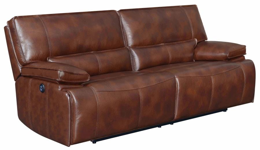 Southwick 2-piece Pillow Top Arm Power Living Room Set Saddle Brown