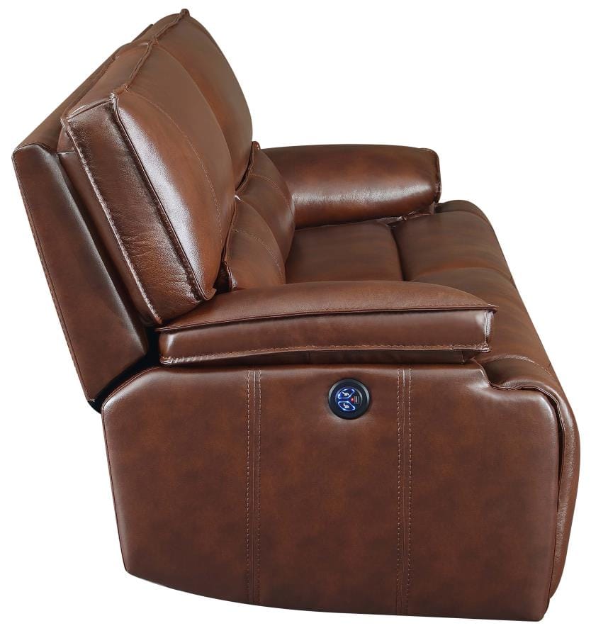 Southwick 2-piece Pillow Top Arm Power Living Room Set Saddle Brown