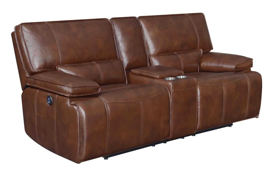 Southwick 2-piece Pillow Top Arm Power Living Room Set Saddle Brown