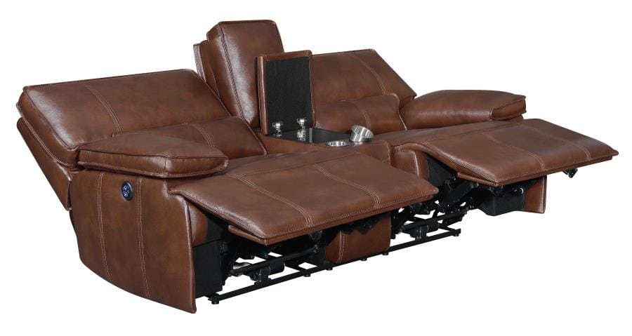 Southwick 2-piece Pillow Top Arm Power Living Room Set Saddle Brown