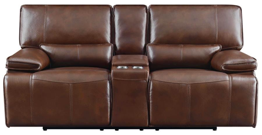 Southwick 2-piece Pillow Top Arm Power Living Room Set Saddle Brown