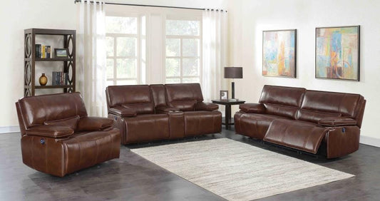 Southwick 3-piece Pillow Top Arm Power Living Room Set Saddle Brown