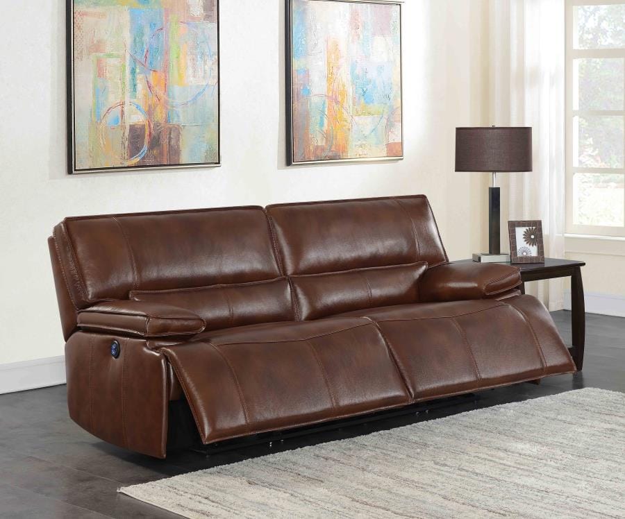 Southwick Pillow Top Arm Power Sofa Saddle Brown