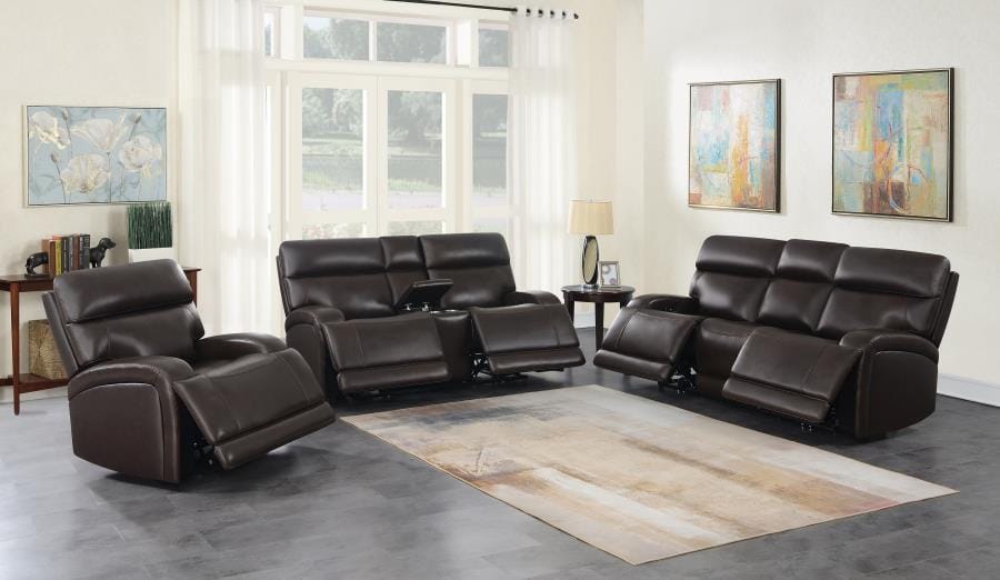 Longport 3-piece Upholstered Power Living Room Set Dark Brown