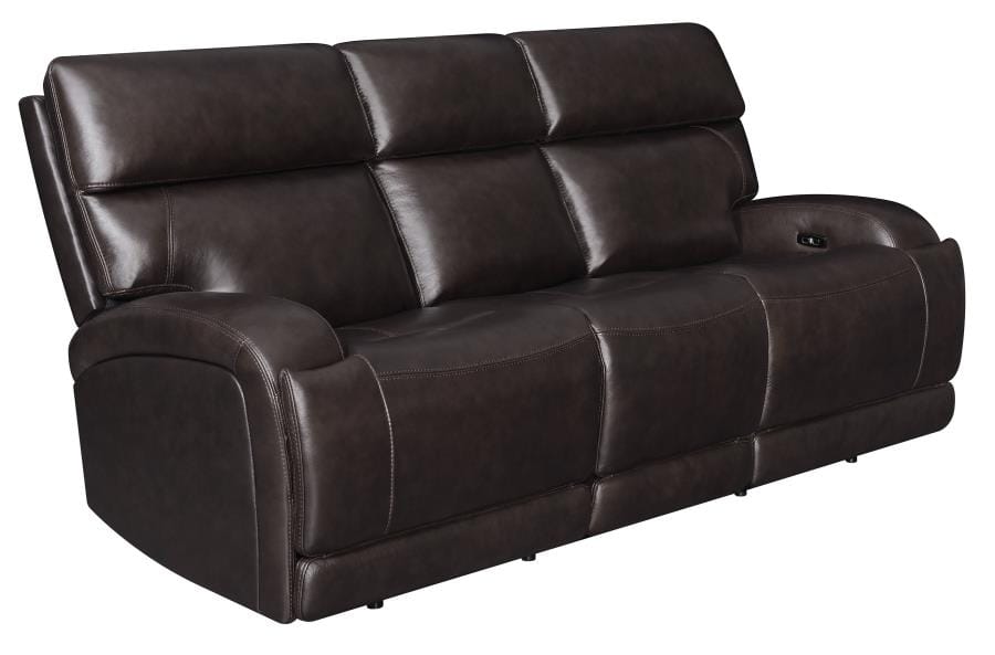 Longport 3-piece Upholstered Power Living Room Set Dark Brown