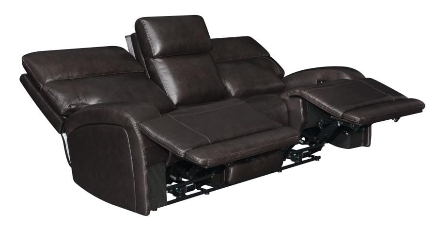 Longport 3-piece Upholstered Power Living Room Set Dark Brown