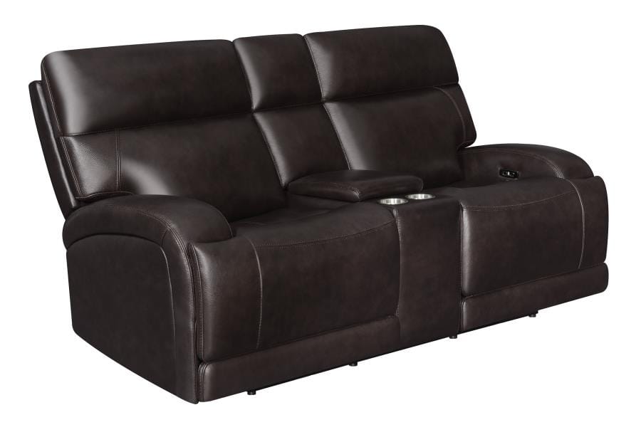 Longport 3-piece Upholstered Power Living Room Set Dark Brown