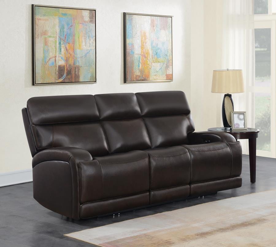 Longport Upholstered Power Sofa Dark Brown