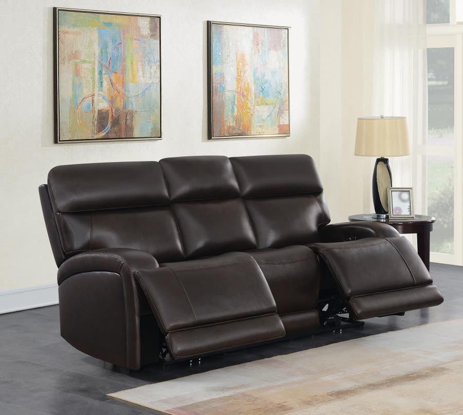 Longport Upholstered Power Sofa Dark Brown