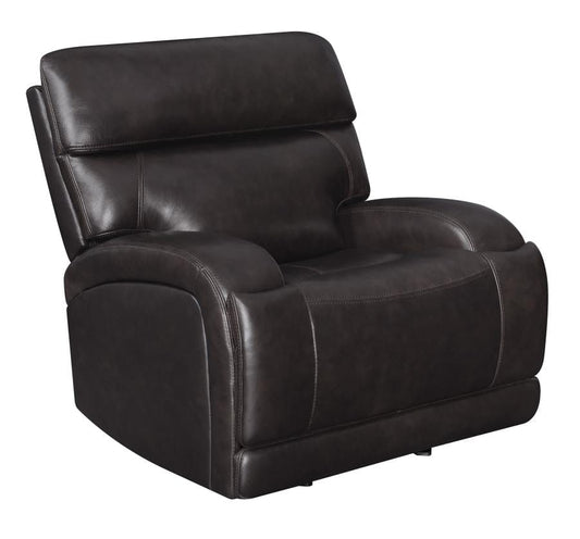 Longport Upholstered Power Glider Recliner Dark Brown