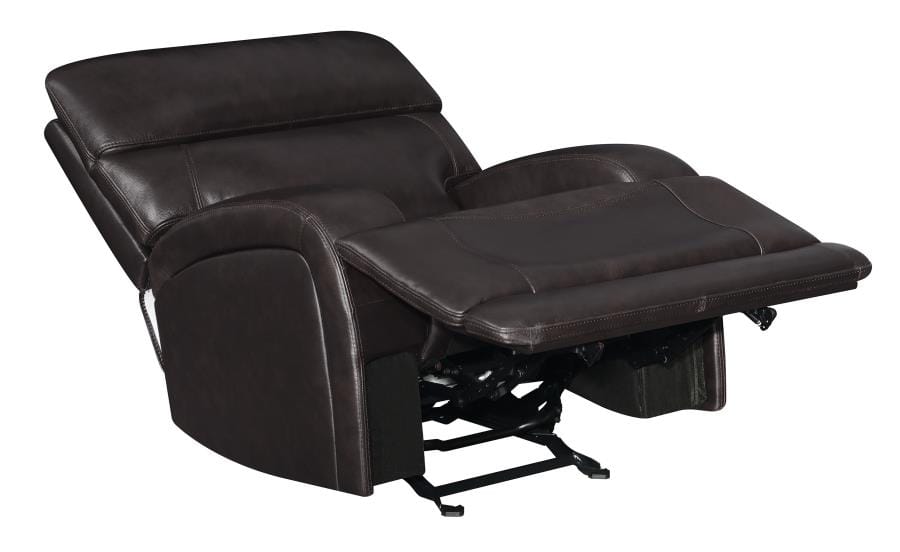 Longport Upholstered Power Glider Recliner Dark Brown