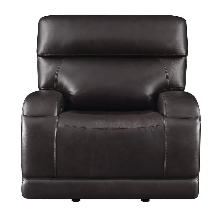 Longport Upholstered Power Glider Recliner Dark Brown