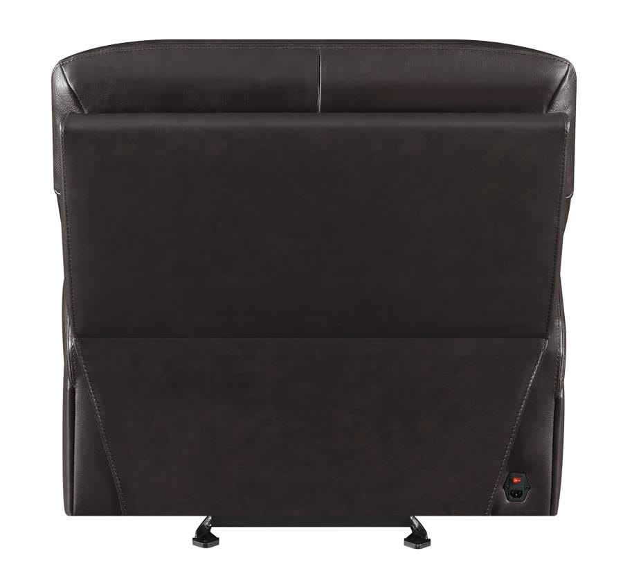 Longport Upholstered Power Glider Recliner Dark Brown