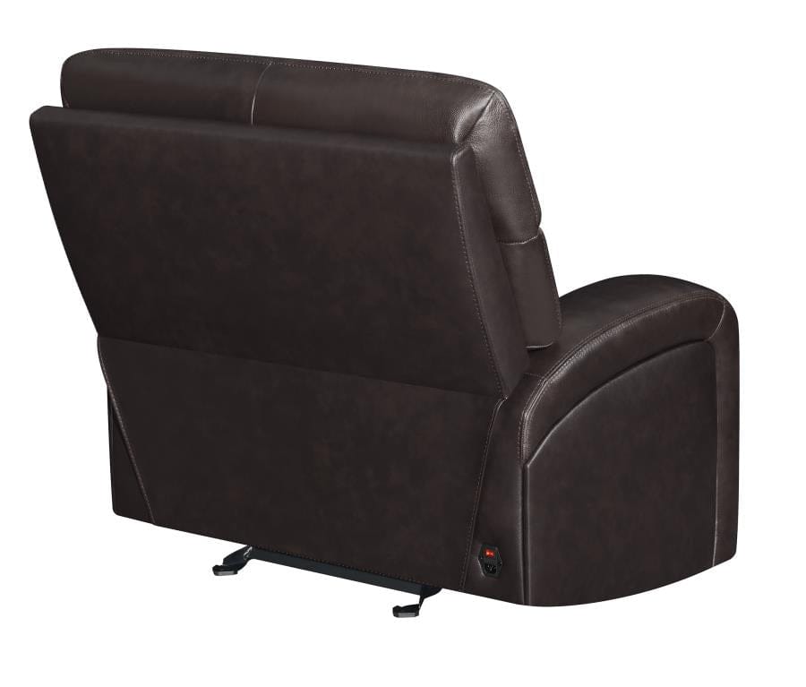 Longport Upholstered Power Glider Recliner Dark Brown