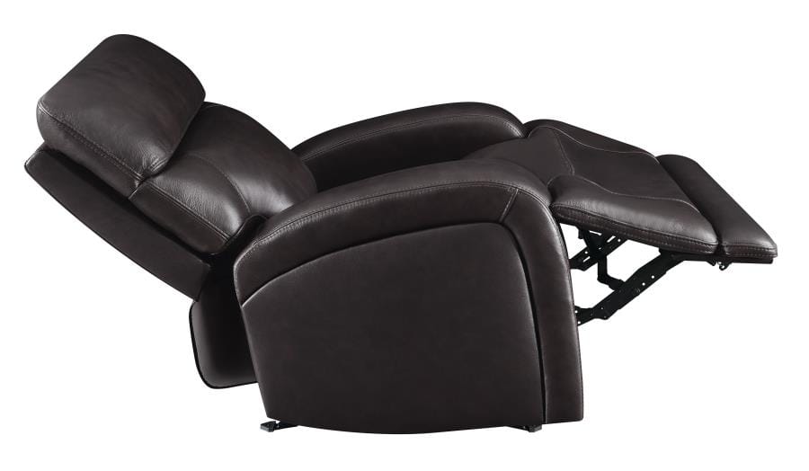 Longport Upholstered Power Glider Recliner Dark Brown
