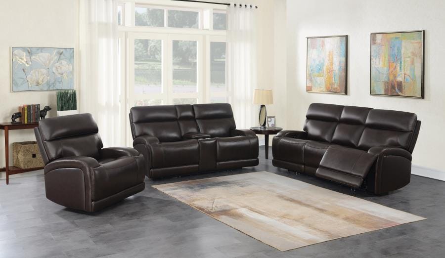 Longport Upholstered Power Glider Recliner Dark Brown