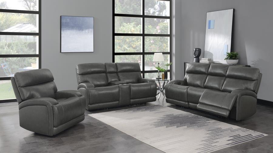 Longport 3-piece Upholstered Power Living Room Set Charcoal