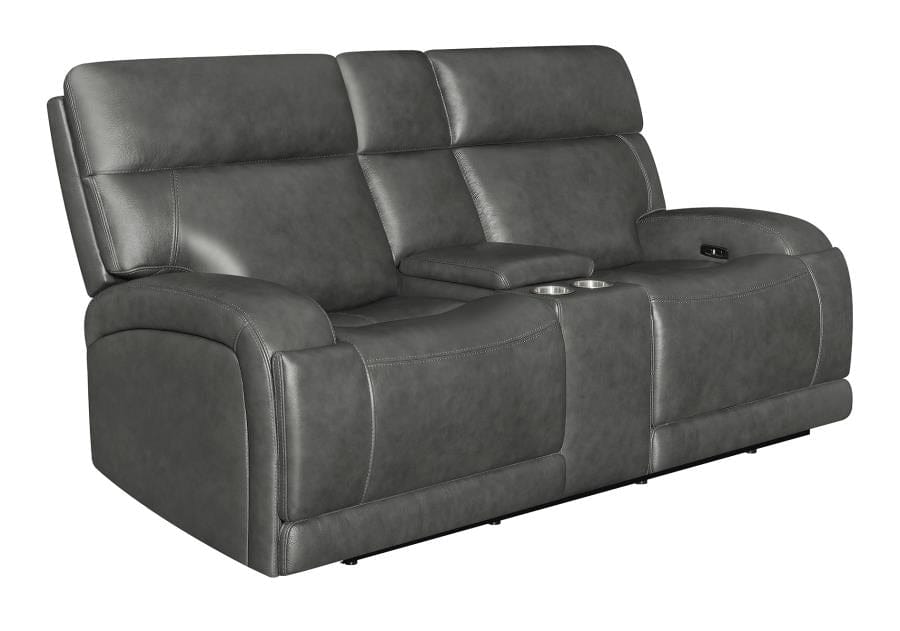 Longport Upholstered Power Loveseat with Console Charcoal
