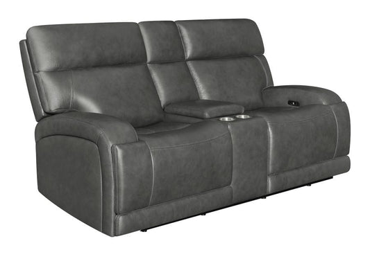 Longport Upholstered Power Loveseat with Console Charcoal