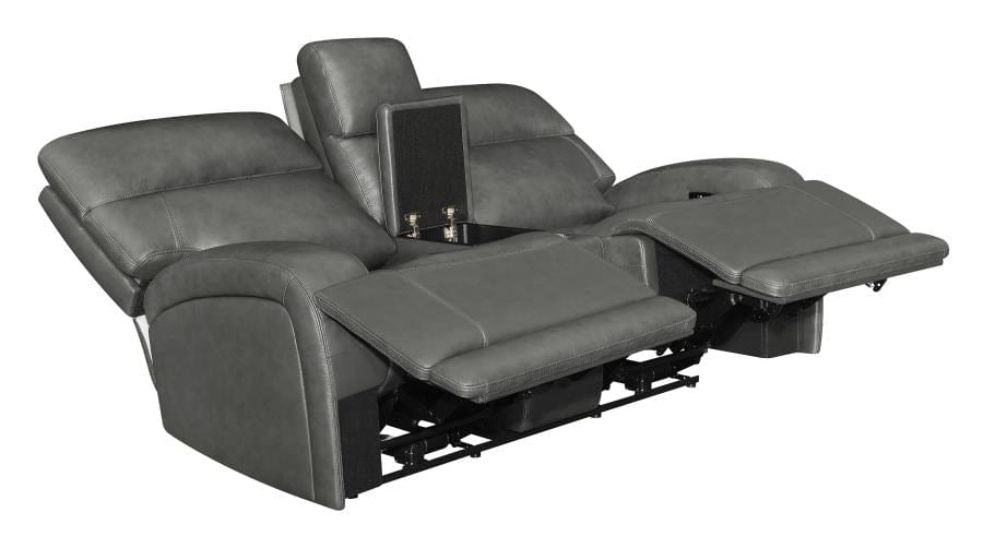Longport Upholstered Power Loveseat with Console Charcoal