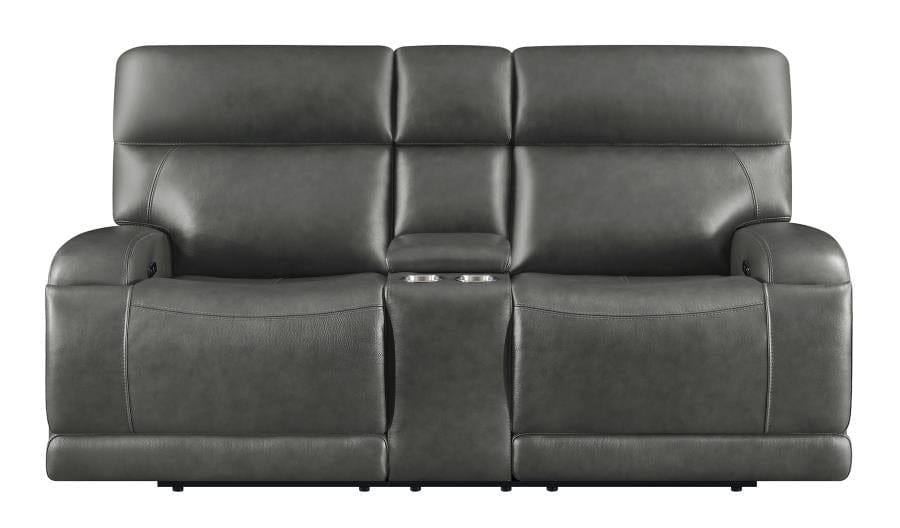 Longport Upholstered Power Loveseat with Console Charcoal
