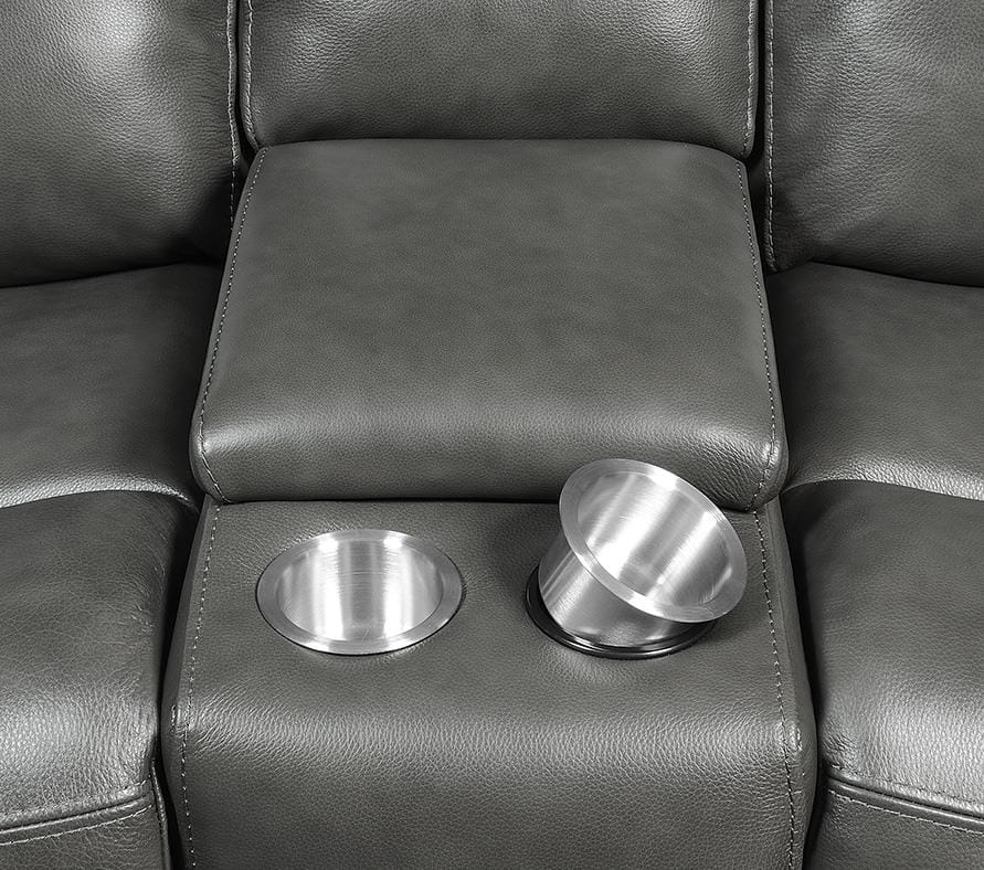 Longport Upholstered Power Loveseat with Console Charcoal