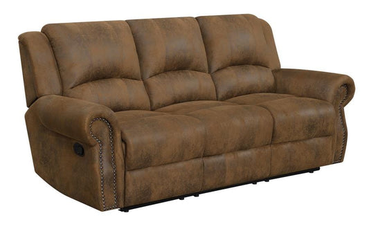 Sir Rawlinson Rolled Arm Motion Sofa with Nailhead Trim Buckskin Brown