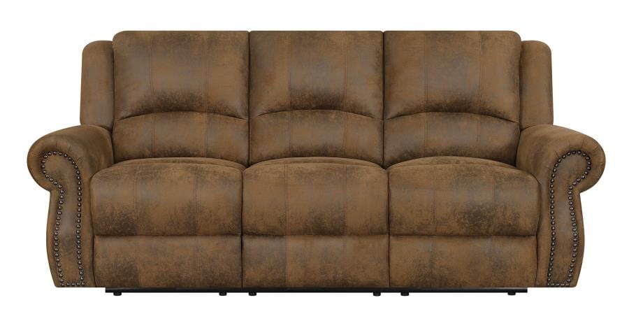 Sir Rawlinson Rolled Arm Motion Sofa with Nailhead Trim Buckskin Brown
