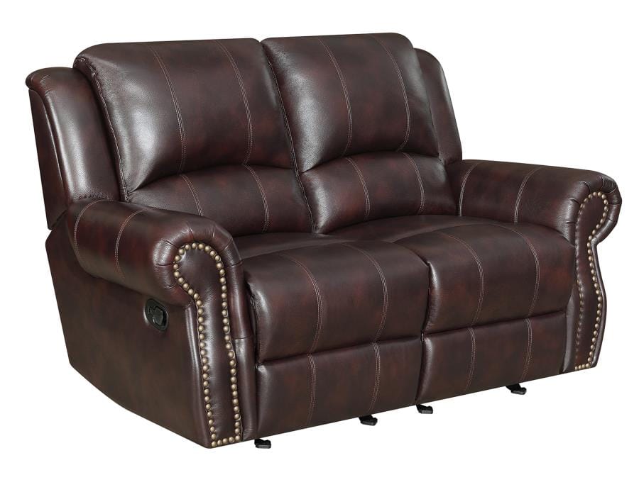 Sir Rawlinson Nailhead Trim Glider Loveseat Dark Brown