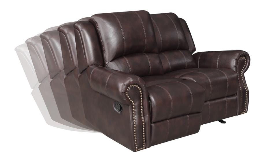 Sir Rawlinson Nailhead Trim Glider Loveseat Dark Brown