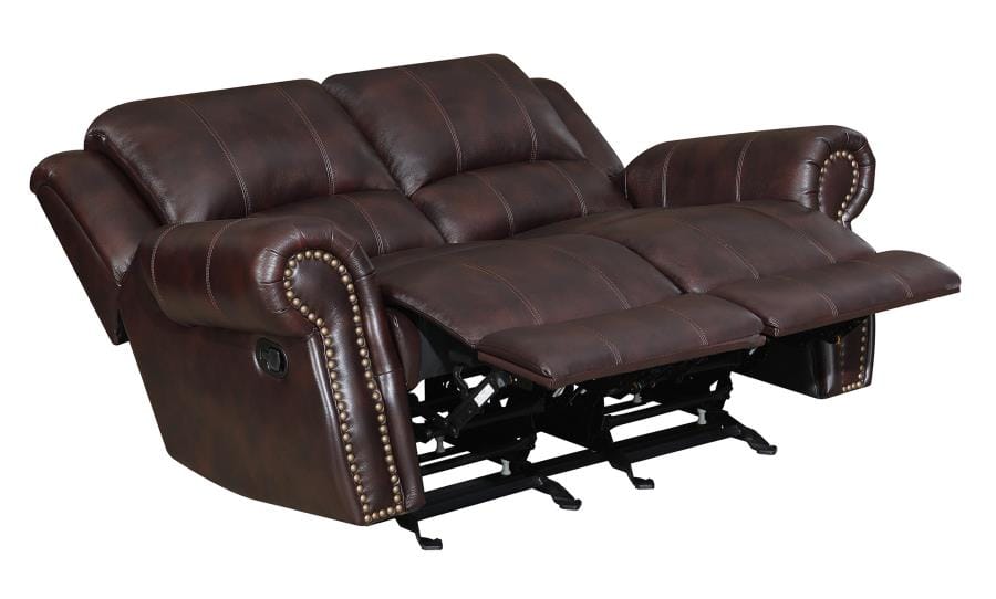 Sir Rawlinson Nailhead Trim Glider Loveseat Dark Brown