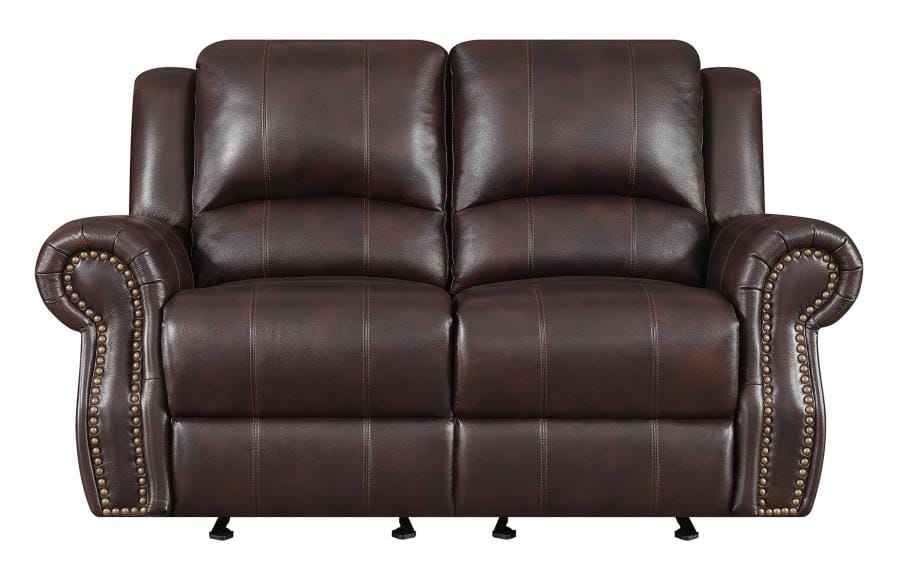 Sir Rawlinson Nailhead Trim Glider Loveseat Dark Brown