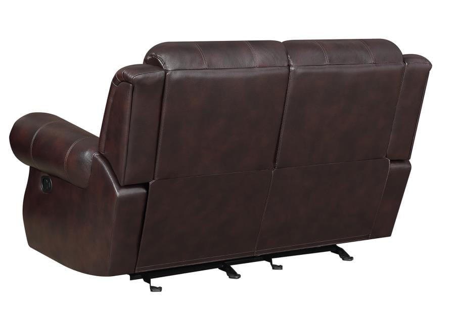 Sir Rawlinson Nailhead Trim Glider Loveseat Dark Brown
