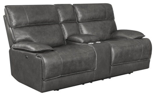 Stanford Cushion Back Power Loveseat Charcoal