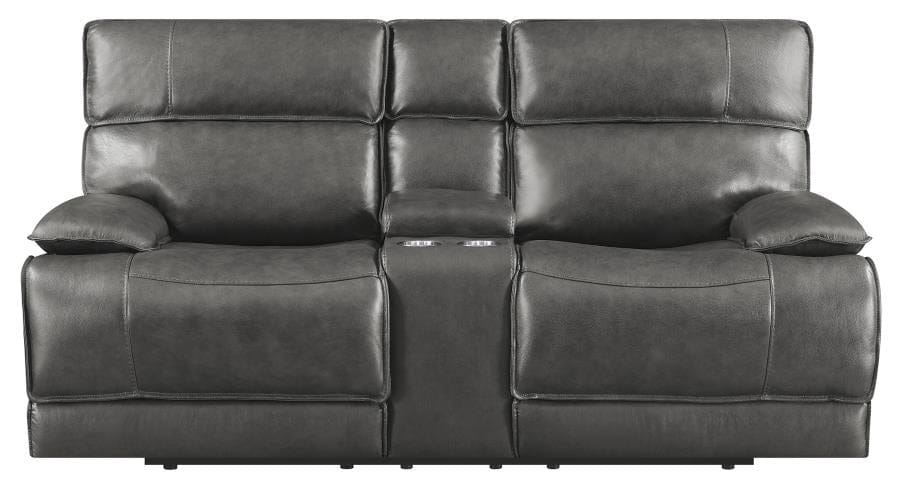 Stanford Cushion Back Power Loveseat Charcoal