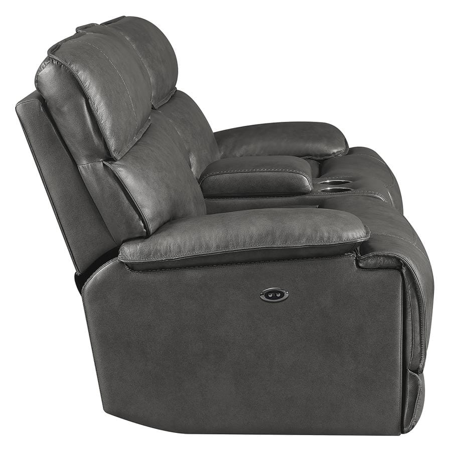 Stanford Cushion Back Power Loveseat Charcoal