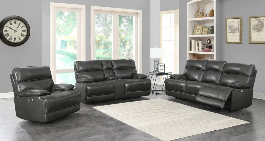 Stanford Cushion Back Power Loveseat Charcoal