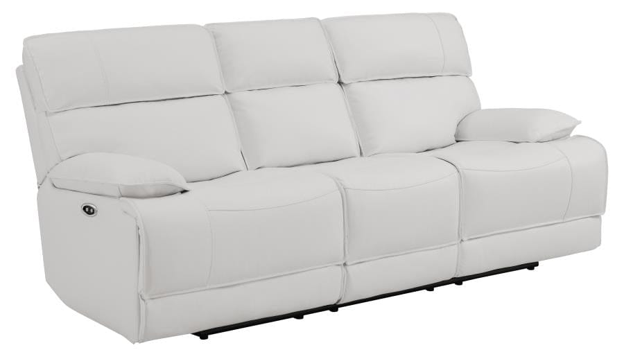 Stanford Upholstered Pillow Top Arm Power Sofa White