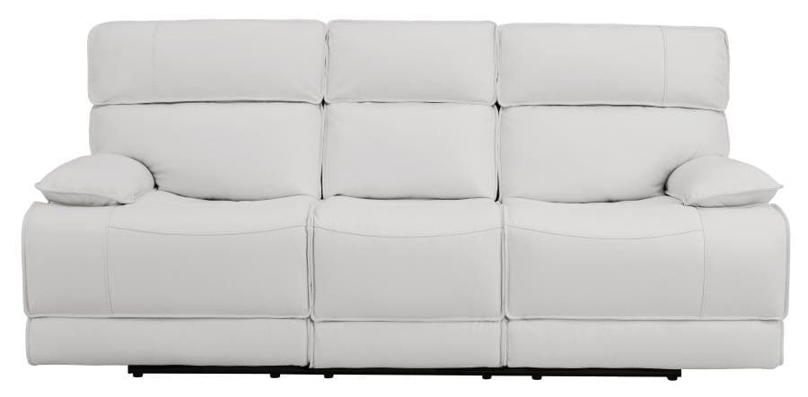 Stanford Upholstered Pillow Top Arm Power Sofa White