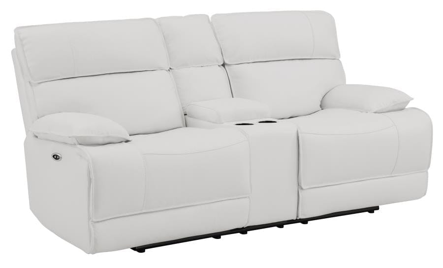 Stanford Upholstered Pillow Top Arm Power Loveseat White