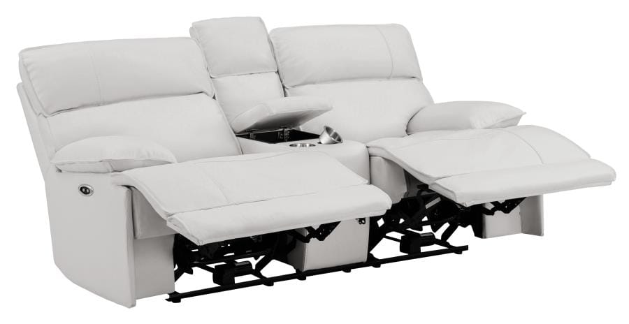 Stanford Upholstered Pillow Top Arm Power Loveseat White