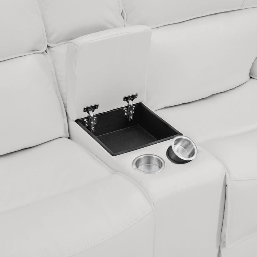 Stanford Upholstered Pillow Top Arm Power Loveseat White