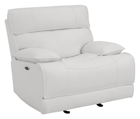 Stanford Upholstered Pillow Top Arm Power Glider Recliner White