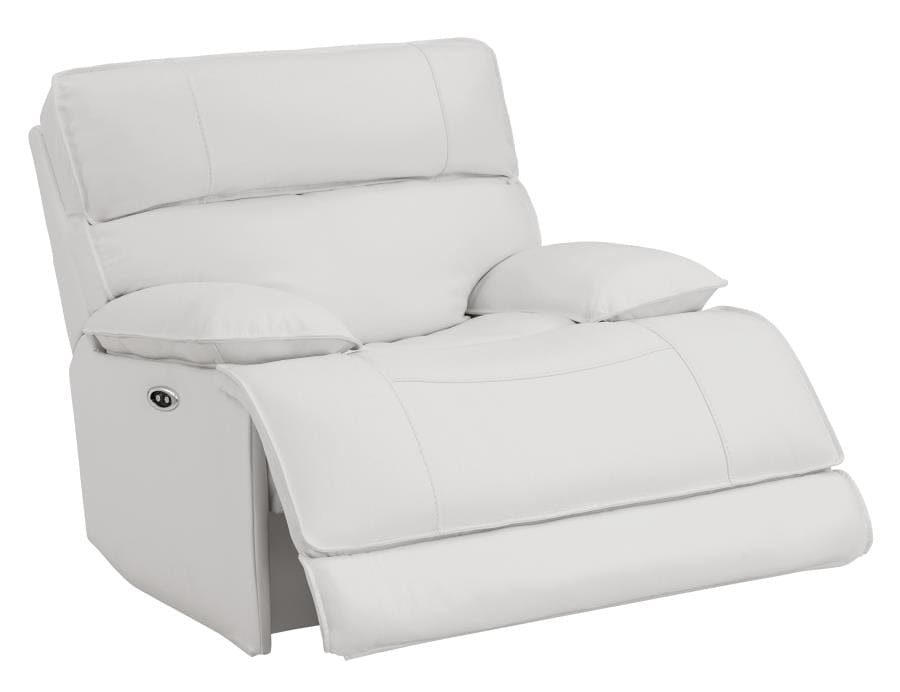 Stanford Upholstered Pillow Top Arm Power Glider Recliner White