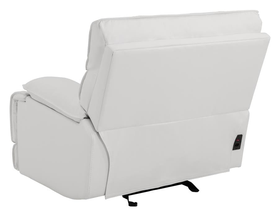 Stanford Upholstered Pillow Top Arm Power Glider Recliner White