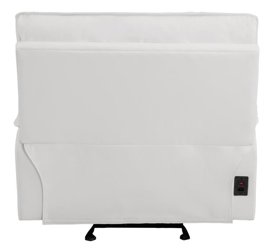 Stanford Upholstered Pillow Top Arm Power Glider Recliner White
