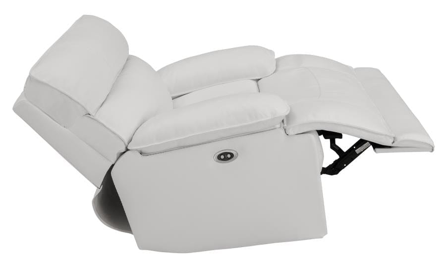 Stanford Upholstered Pillow Top Arm Power Glider Recliner White