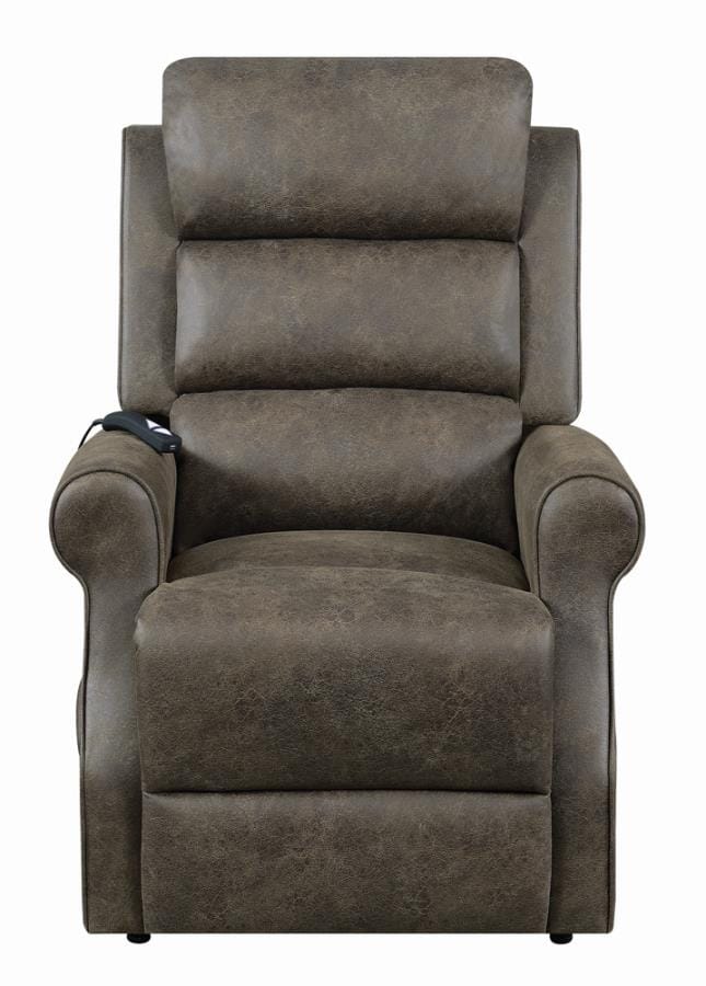 Upholstered Power Lift Recliner Brown