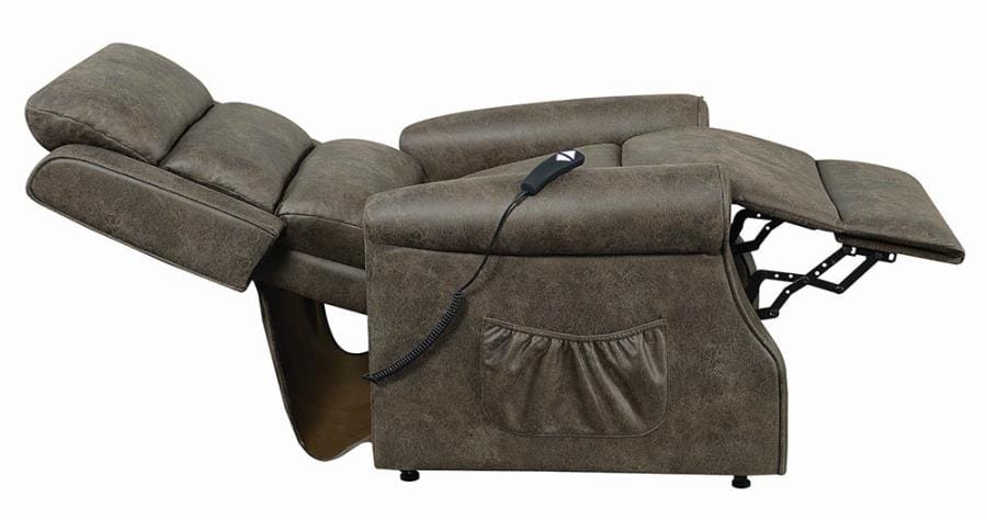 Upholstered Power Lift Recliner Brown