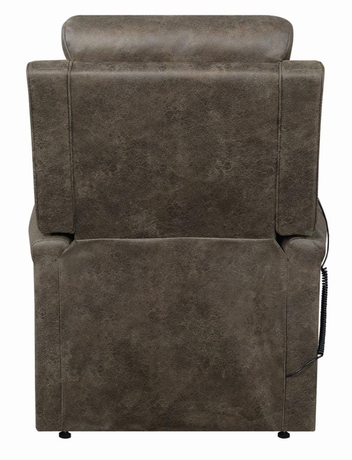 Upholstered Power Lift Recliner Brown